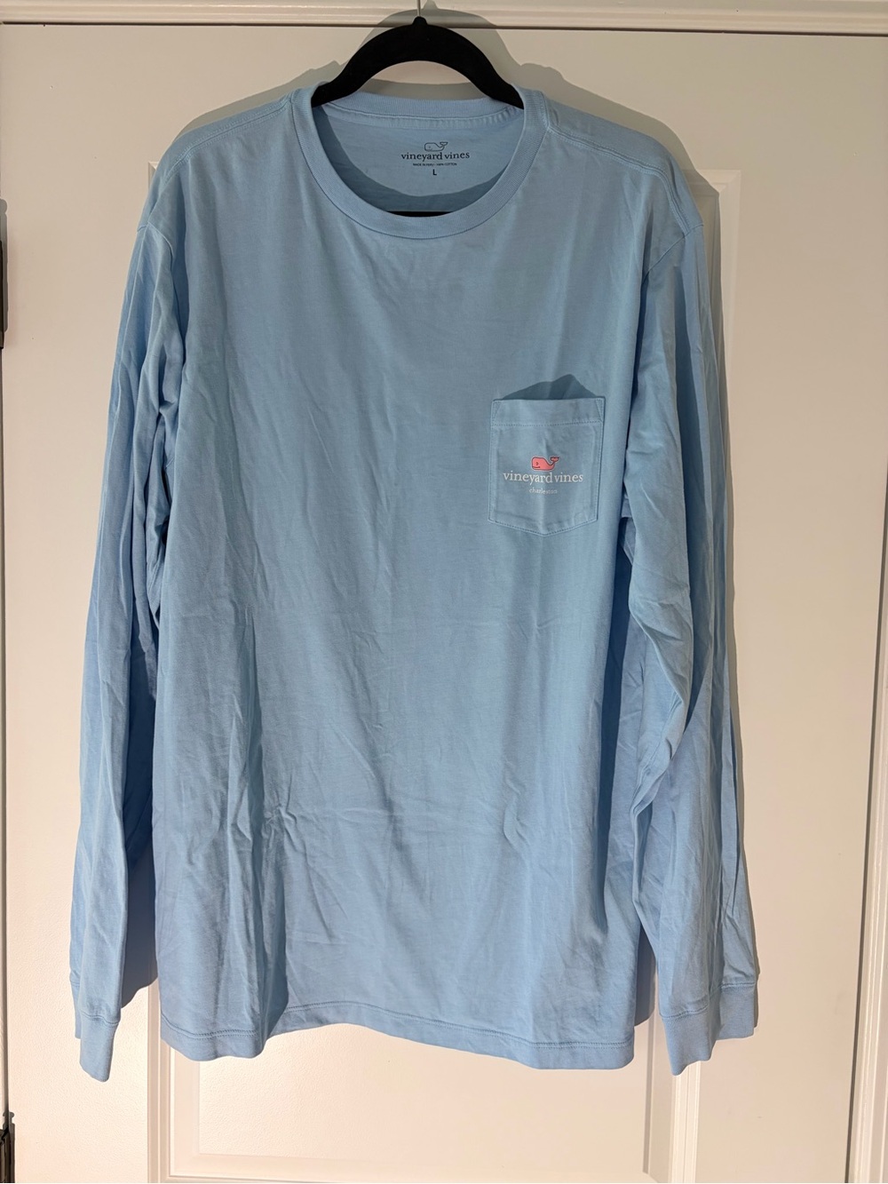 Vineyard Vines Long-Sleeve Pocket Tee in Light Blue